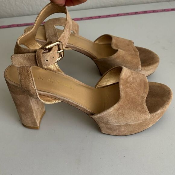 Stuart Weitzman Suede Platform Sandals Size 7.5 - Picture 8 of 11